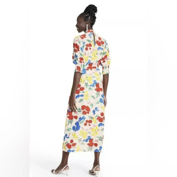 RIXO for TARGET Floral Mock Neck Cascade Ruffle Dress in White - Picture 4 of 8